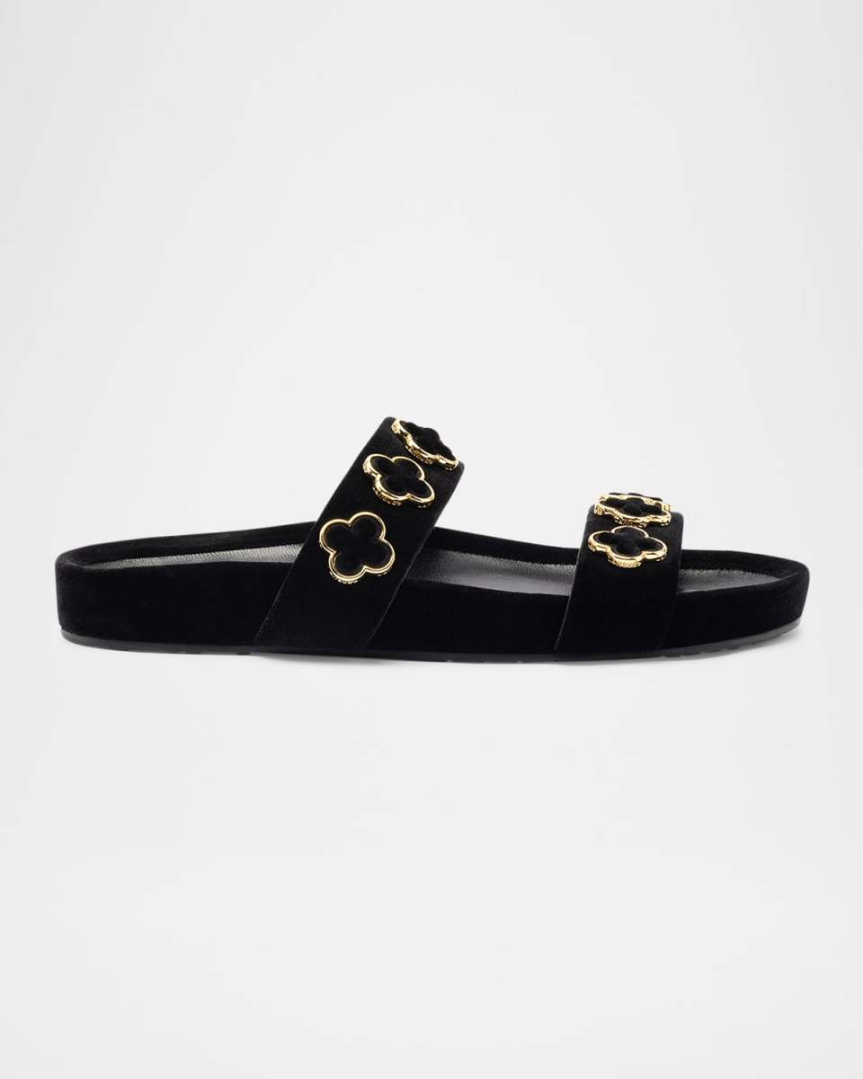 Milan Velvet Floral Slide Sandals